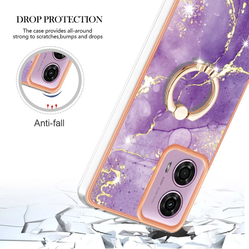 YB IMD Series-10 Per Motorola Moto E14 4G / G04 4G / G04s 4G / G24 4G Custodia per telefono Custodia antishock in TPU con supporto - Viola 002