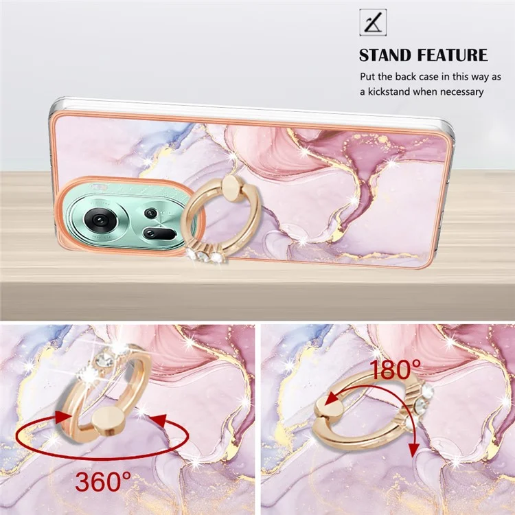 YB IMD Series-10 para Oppo Reno11 5G (Global) Carcasa TPU Anillo Soporte Cubierta Diseño Electroquímico - Rose Gold 005