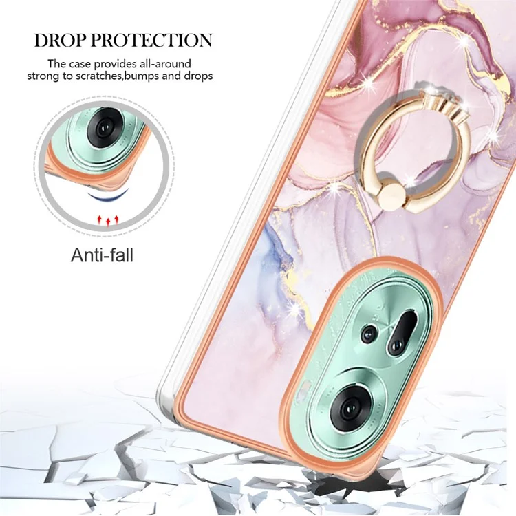 YB IMD Series-10 para Oppo Reno11 5G (Global) Carcasa TPU Anillo Soporte Cubierta Diseño Electroquímico - Rose Gold 005