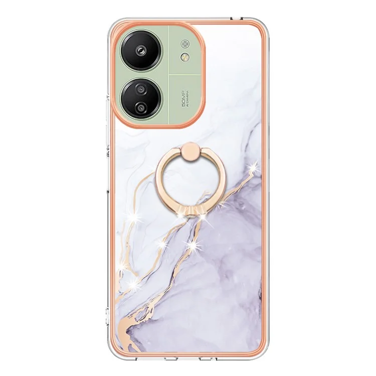 YB IMD Series-10 für Xiaomi Redmi 13C 4G / 13C 5G / 13R 5G / Poco M6 5G / Poco C65 4G Handyhülle Elektroplattierung Ständer TPU Cover - Weiß 006