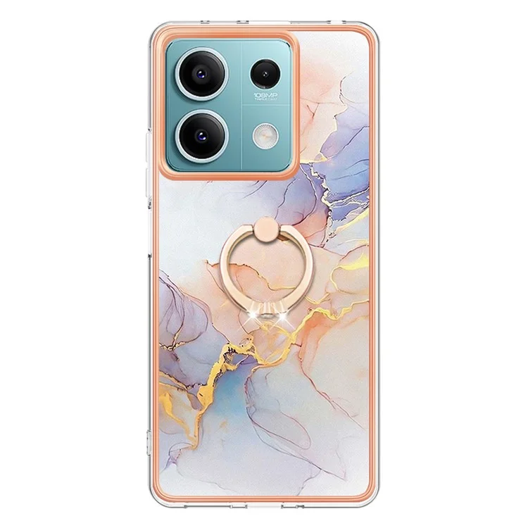 YB IMD Series-6 Per Xiaomi Redmi Note 13 5G Custodia con Supporto Rotante in TPU Electroplating Cover - Milky Way Marble White