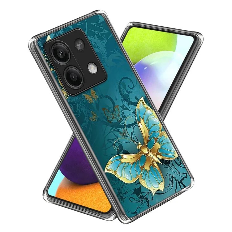 For Xiaomi Redmi Note 13 5G Phone Case Soft TPU Back Shell with Pattern Printing - Golden Butterfly