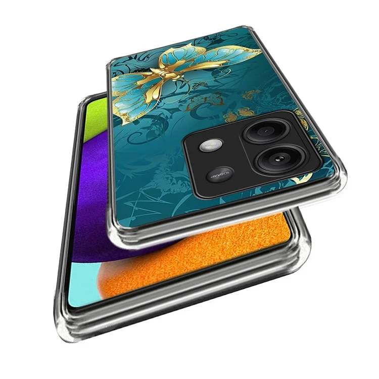 For Xiaomi Redmi Note 13 5G Phone Case Soft TPU Back Shell with Pattern Printing - Golden Butterfly