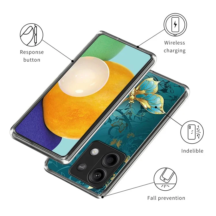 For Xiaomi Redmi Note 13 5G Phone Case Soft TPU Back Shell with Pattern Printing - Golden Butterfly