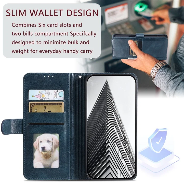 013 Style For iPhone 6 / 6s / 7 / 8 4.7-inch / SE(2020) / SE(2022) Case 6 Card Slots Wallet Flip Stand Phone Cover - Blackish Green