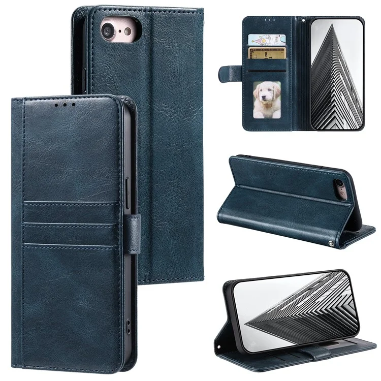 013 Style For iPhone 6 / 6s / 7 / 8 4.7-inch / SE(2020) / SE(2022) Case 6 Card Slots Wallet Flip Stand Phone Cover - Blackish Green