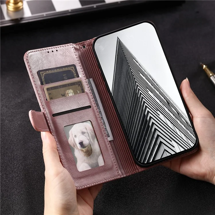 013 Style For iPhone 11 Кожаный чехол-бумажник с 6 слотами для карт - Rose Gold