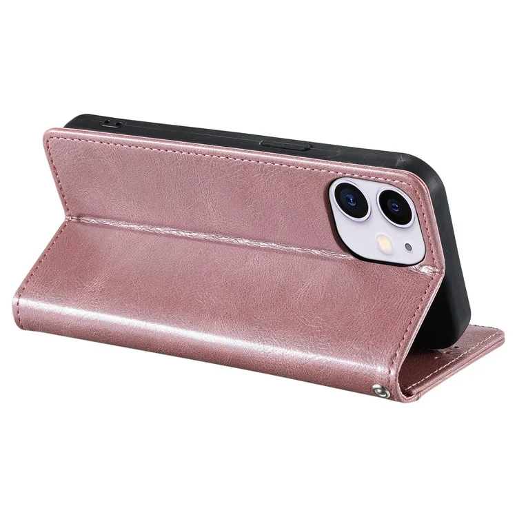013 Style For iPhone 11 Кожаный чехол-бумажник с 6 слотами для карт - Rose Gold