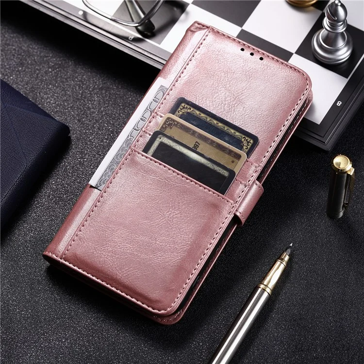 013 Style For iPhone 11 Кожаный чехол-бумажник с 6 слотами для карт - Rose Gold