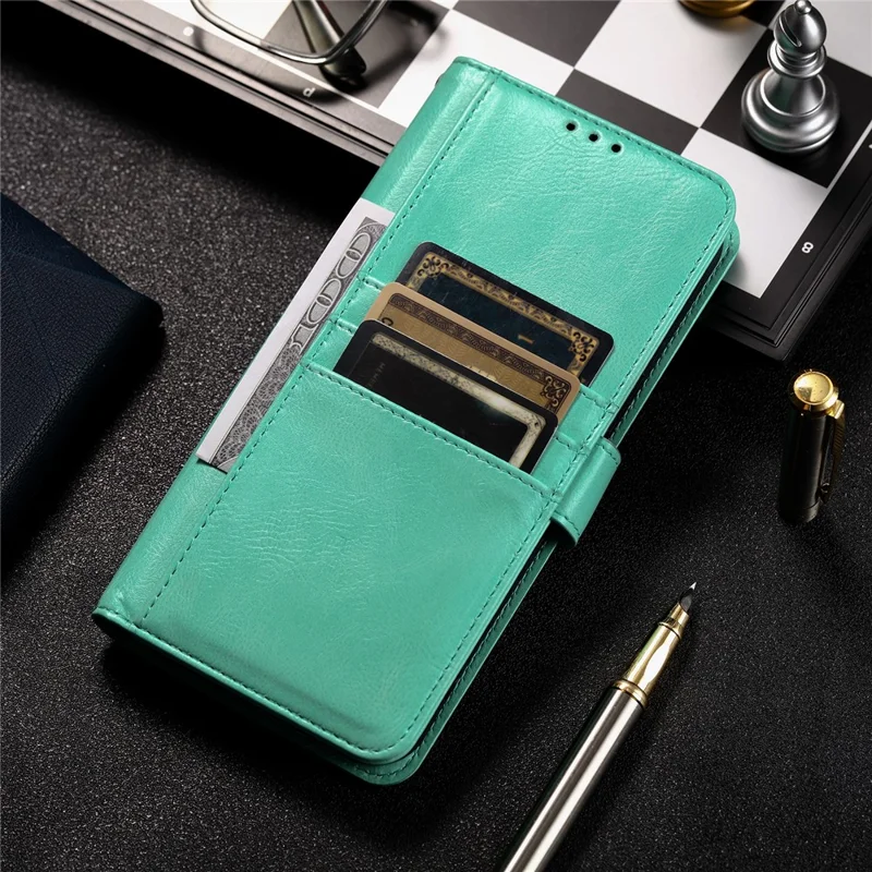 013 Style For iPhone 11 Case Leather Wallet Phone Cover with 6 Card Slots - Mint Green