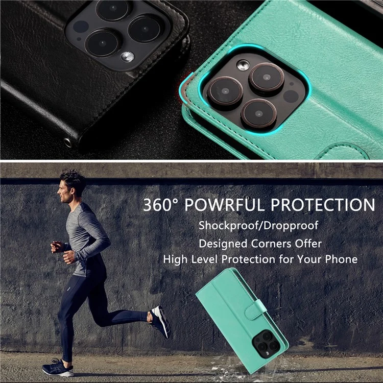 013 Style For iPhone 13 Pro Max 6.7 inch Case Magnetischer Ständer Flip-Handyhülle mit 6 Kartenfächern - Minzgrün