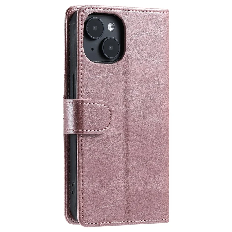 013 Style For iPhone 15 Leather Case with 6 Card Slots Protective Phone Cover - Rose Gold