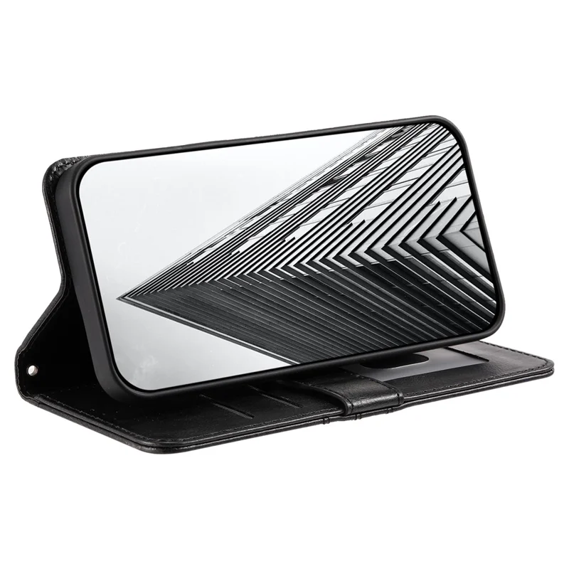 013 Style For iPhone 15 Leather Case with 6 Card Slots Protective Phone Cover - Black