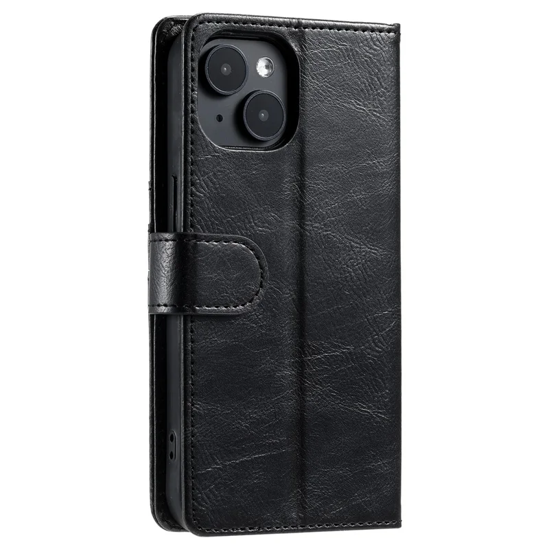 013 Style For iPhone 15 Leather Case with 6 Card Slots Protective Phone Cover - Black