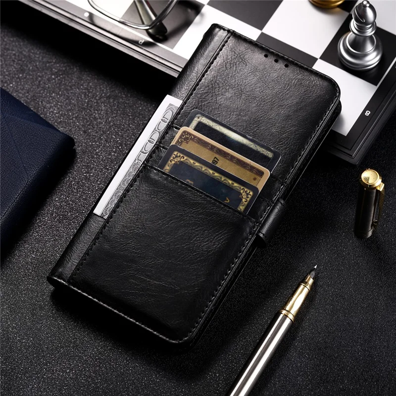013 Style For iPhone 15 Leather Case with 6 Card Slots Protective Phone Cover - Black
