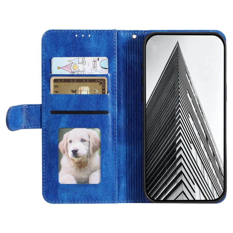 013 Style For iPhone 15 Leather Case with 6 Card Slots Protective Phone Cover - Blue