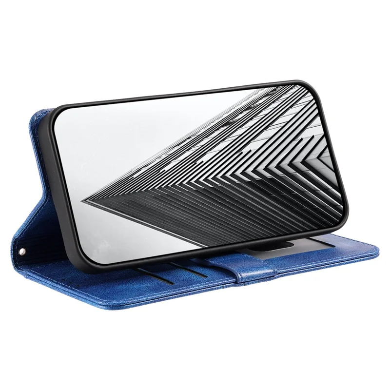 013 Style For iPhone 15 Leather Case with 6 Card Slots Protective Phone Cover - Blue