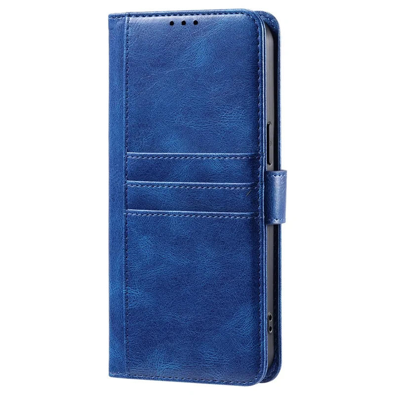 013 Style For iPhone 15 Leather Case with 6 Card Slots Protective Phone Cover - Blue