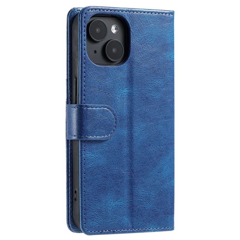 013 Style For iPhone 15 Leather Case with 6 Card Slots Protective Phone Cover - Blue