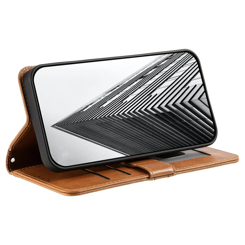 013 Style For iPhone 15 Leather Case with 6 Card Slots Protective Phone Cover - Brown