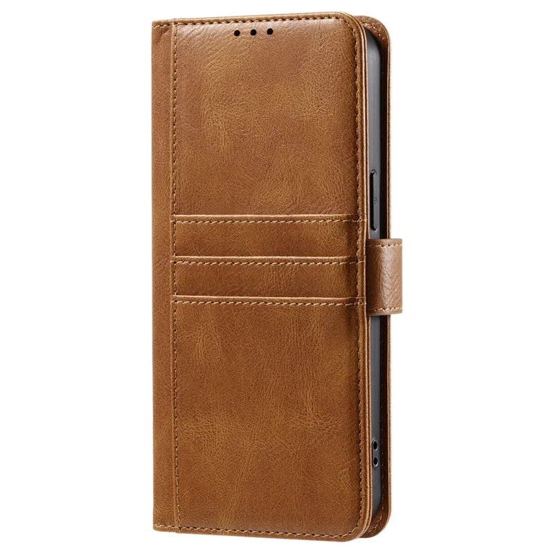 013 Style For iPhone 15 Leather Case with 6 Card Slots Protective Phone Cover - Brown