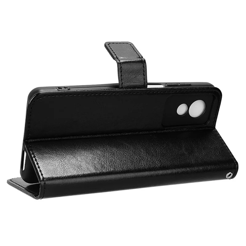 Für TCL 501 Wallet Stand Case Crazy Horse Texture Leder Handyhülle - Schwarz