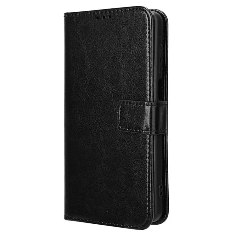 Für TCL 501 Wallet Stand Case Crazy Horse Texture Leder Handyhülle - Schwarz