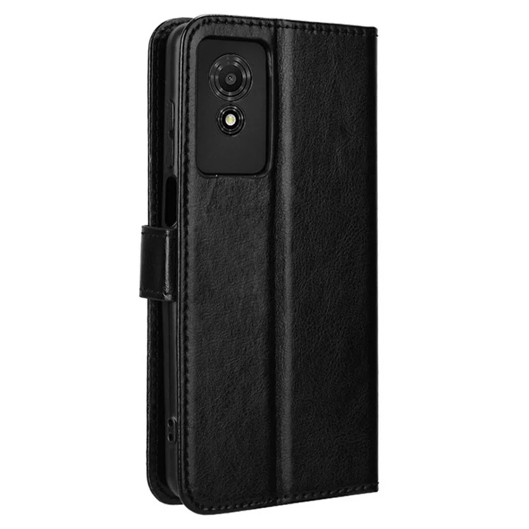 Für TCL 501 Wallet Stand Case Crazy Horse Texture Leder Handyhülle - Schwarz