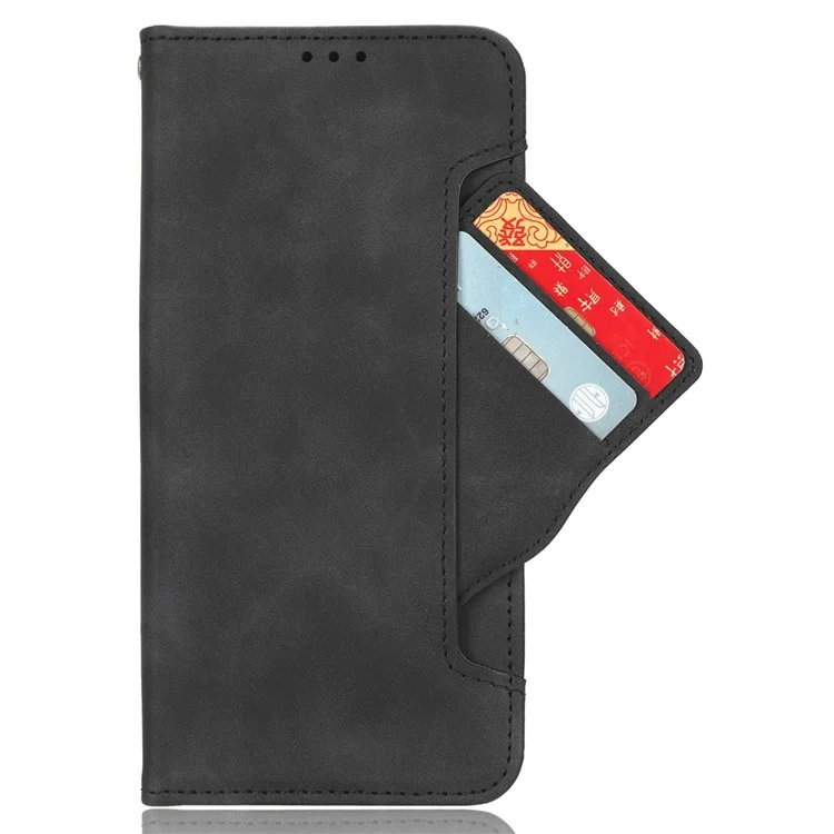 Pour TCL 501 Étui en cuir avec plusieurs fentes pour cartes Folio Flip Wallet Phone Cover - Noir