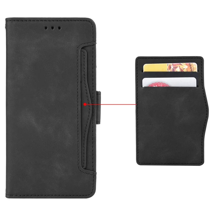 Pour TCL 501 Étui en cuir avec plusieurs fentes pour cartes Folio Flip Wallet Phone Cover - Noir