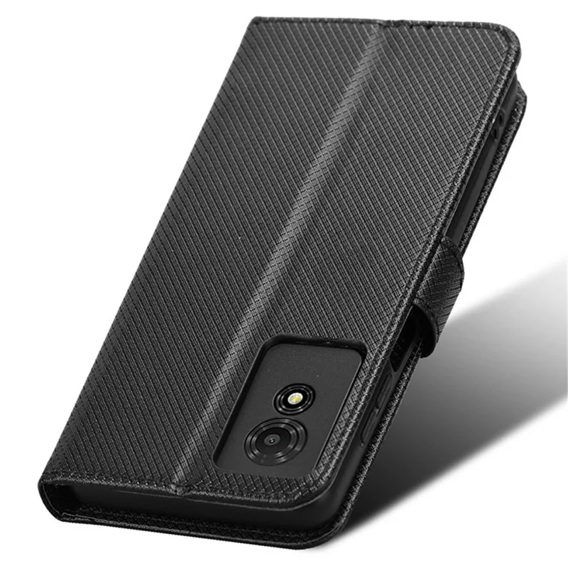 For TCL 501 Wallet Case Diamond Texture PU Leather Phone Cover with Stand - Black