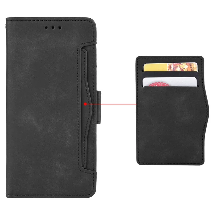 For Realme C65 4G Leather Case with Multiple Card Slots Folio Flip Wallet Phone Cover - Black