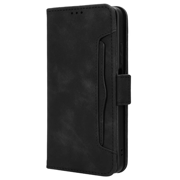 For Realme C65 4G Leather Case with Multiple Card Slots Folio Flip Wallet Phone Cover - Black