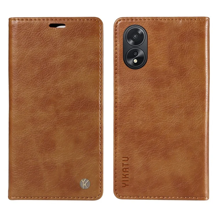 YIKATU YK-006 Per Oppo A38 4G / A18 4G Cover in Pelle per Telefono con Slot per Schede e Portafoglio - Marrone