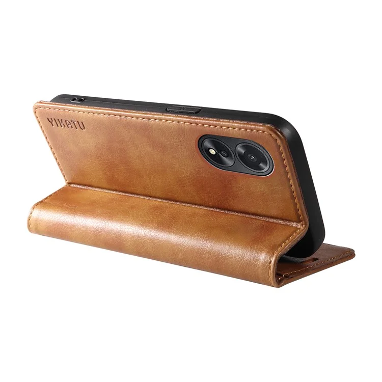 YIKATU YK-006 Per Oppo A38 4G / A18 4G Cover in Pelle per Telefono con Slot per Schede e Portafoglio - Marrone