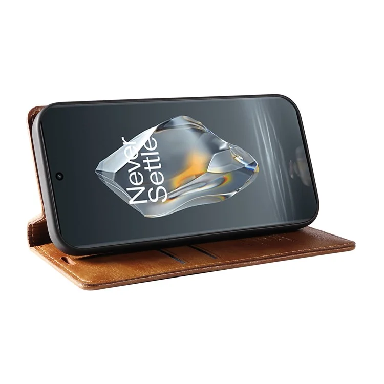 YIKATU YK-006 For OnePlus 12R 5G / Ace 3 5G Case Leather Wallet Phone Case Magnetic Closing - Brown