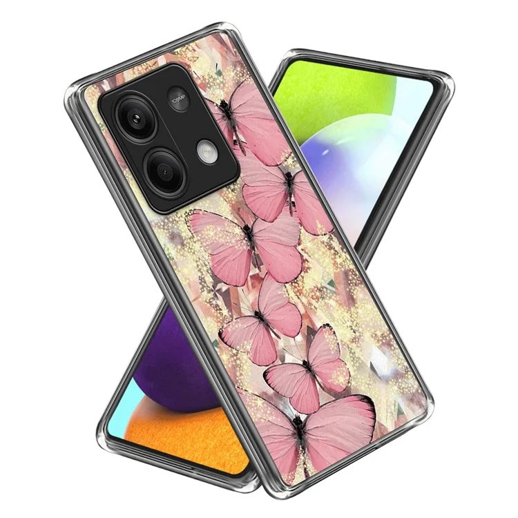 Для Xiaomi Redmi Note 13 5G Case IMD Pattern Printing TPU Slim Phone Cover - Pink Butterflies