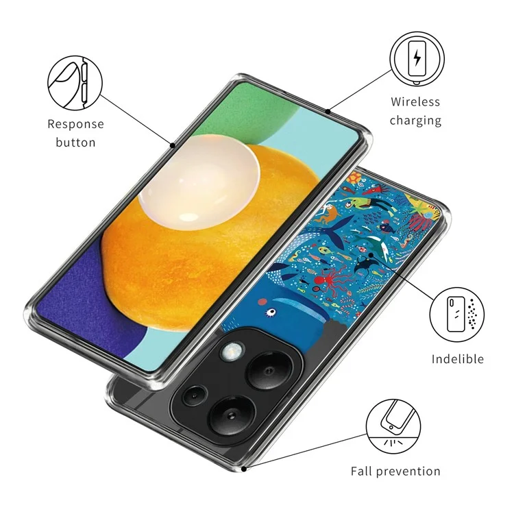 For Xiaomi Redmi Note 13 Pro 4G / Poco M6 Pro 4G TPU Phone Case IMD Pattern Printing Back Cover - Whale