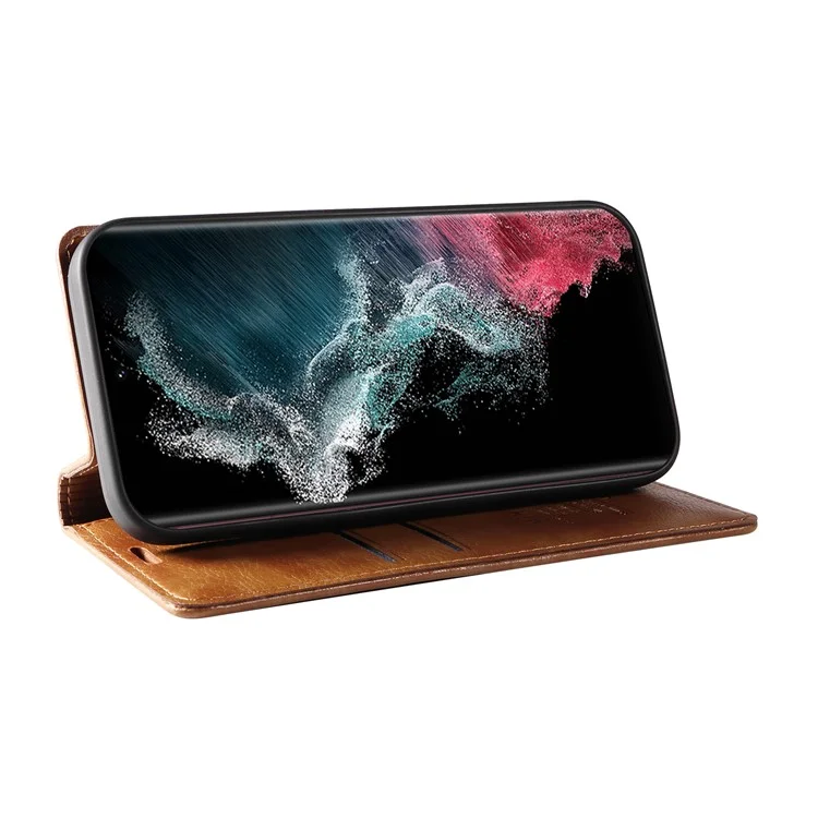 YIKATU YK-006 Funda de Cuero con Cierre Magnético para Samsung Galaxy S22 Ultra 5G - Marrón