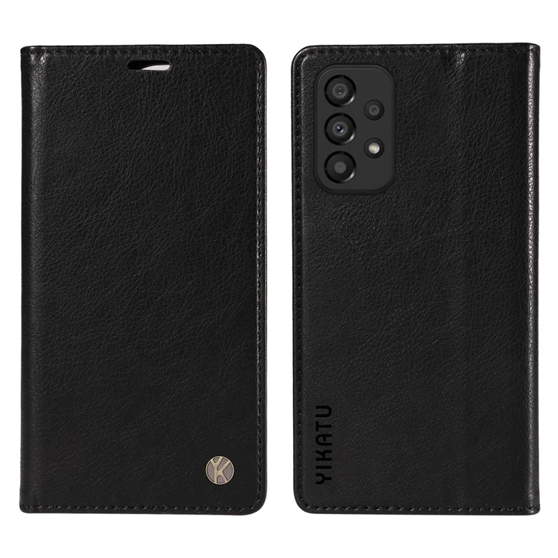 YIKATU YK-006 For Samsung Galaxy A53 5G Case Litchi Texture Leather Wallet Phone Cover - Black