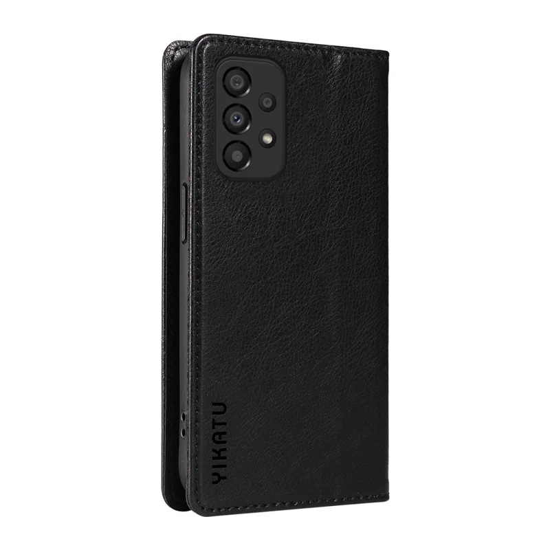 YIKATU YK-006 For Samsung Galaxy A53 5G Case Litchi Texture Leather Wallet Phone Cover - Black