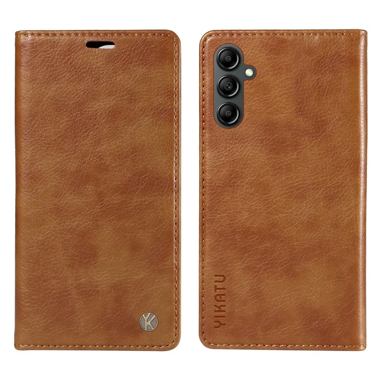 YIKATU YK-006 per Samsung Galaxy A24 4G (162,1 x 77,6 x 8,3 mm) Custodia per telefono Texture in pelle Litchi Flip Wallet Cover - Marrone