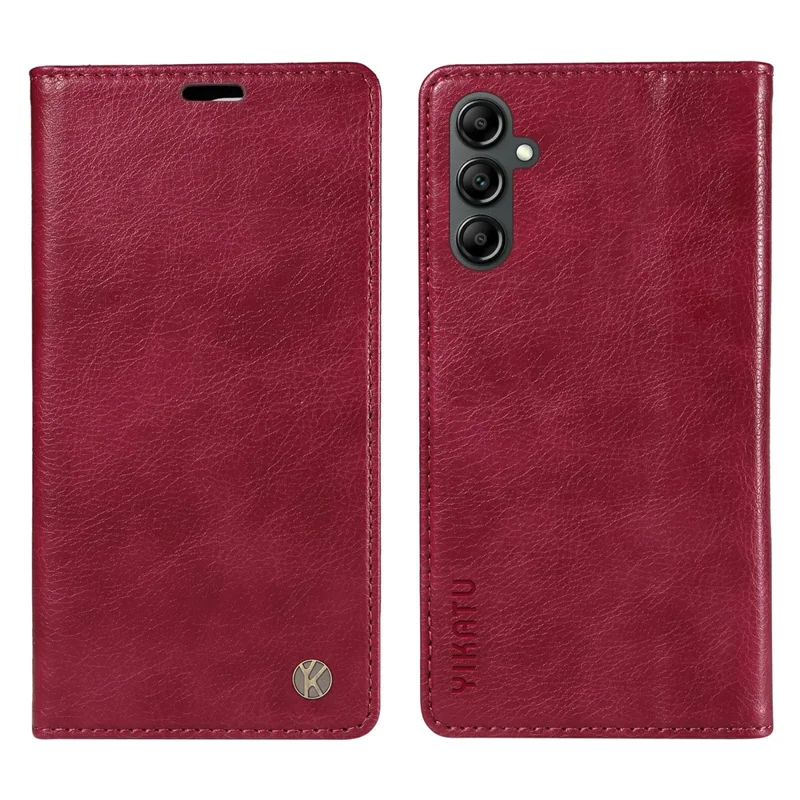 YIKATU YK-006 For Samsung Galaxy A24 4G (162.1 X 77.6 X 8.3mm) Phone Case Litchi Texture Leather Flip Wallet Cover - Wine Red