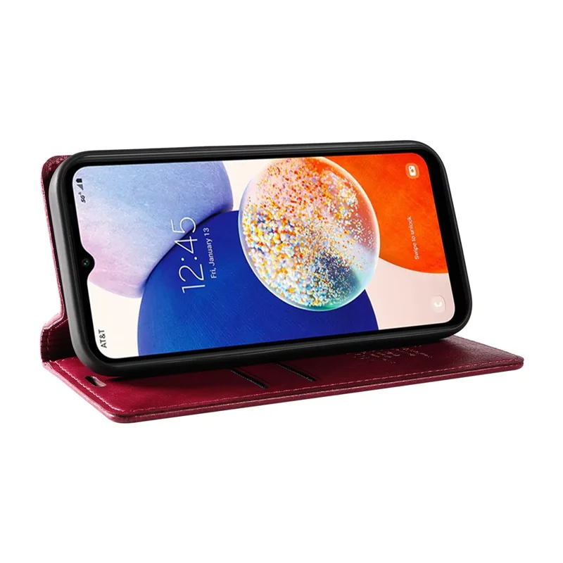 YIKATU YK-006 For Samsung Galaxy A24 4G (162.1 X 77.6 X 8.3mm) Phone Case Litchi Texture Leather Flip Wallet Cover - Wine Red