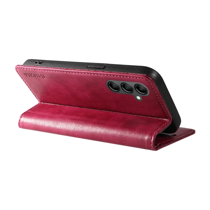 YIKATU YK-006 For Samsung Galaxy A24 4G (162.1 X 77.6 X 8.3mm) Phone Case Litchi Texture Leather Flip Wallet Cover - Wine Red