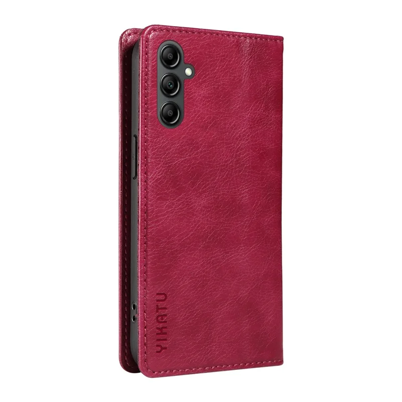 YIKATU YK-006 For Samsung Galaxy A24 4G (162.1 X 77.6 X 8.3mm) Phone Case Litchi Texture Leather Flip Wallet Cover - Wine Red