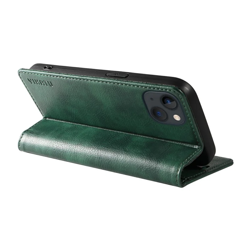 YIKATU YK-006 For iPhone 13 Wallet Case Anti-Scratch Leather Phone Cover - Green