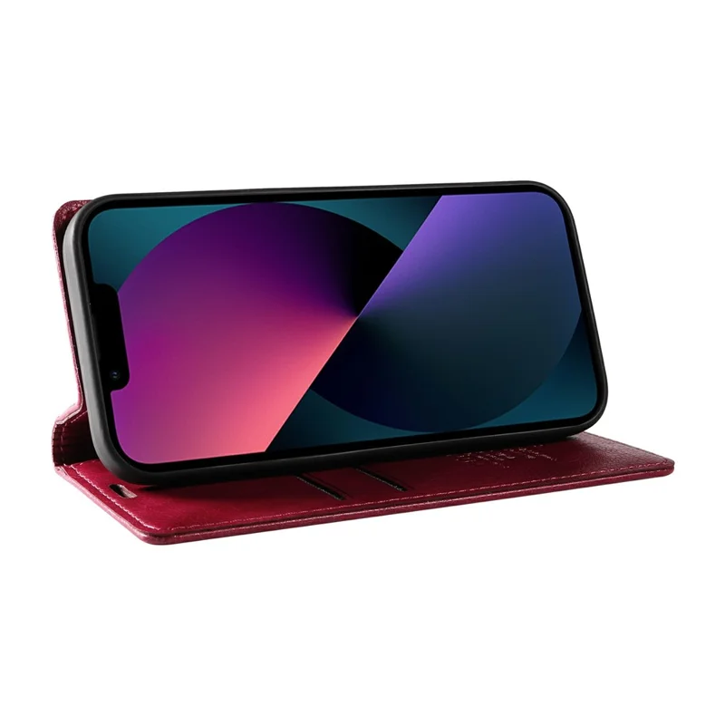 YIKATU YK-006 For iPhone 13 Wallet Case Anti-Scratch Leather Phone Cover - Wine Red