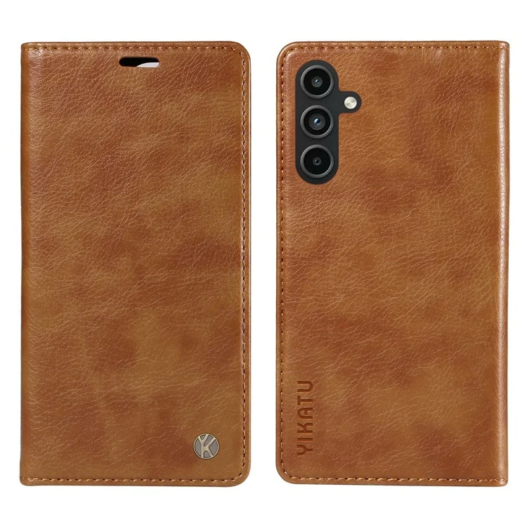 YIKATU YK-006 Per Samsung Galaxy A15 4G / 5G Case Anti-scratch Wallet Leather Phone Cover - Marrone