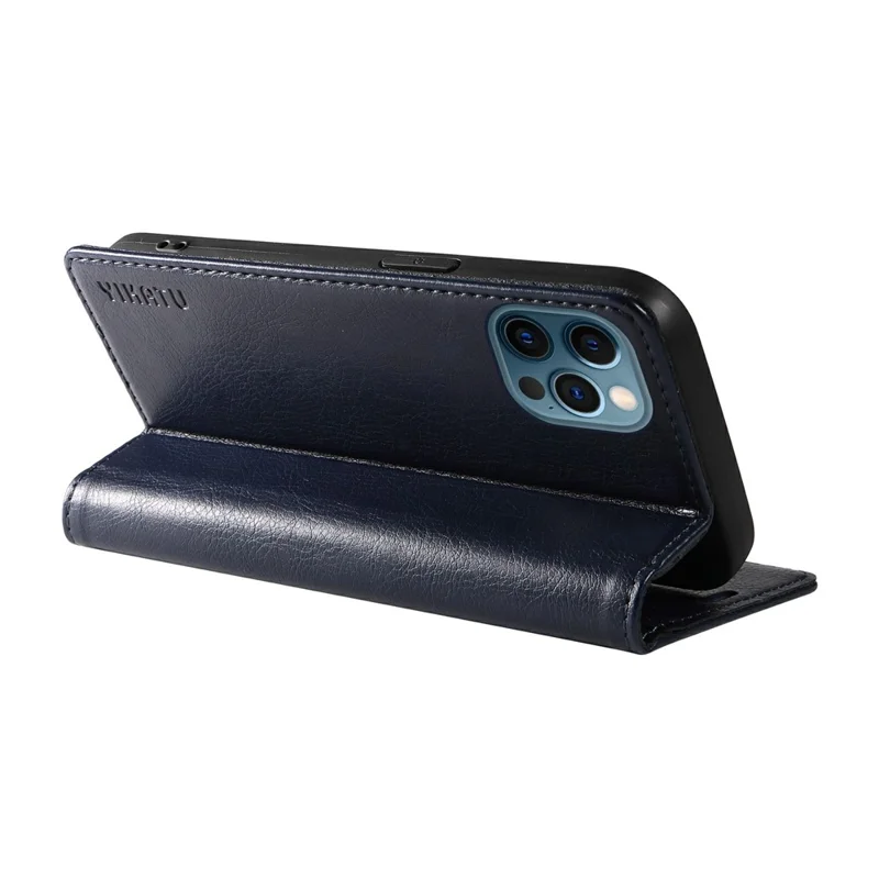 YIKATU YK-006 For iPhone 13 Pro Max Wallet Case Magnetic Closure Leather Phone Cover - Navy Blue